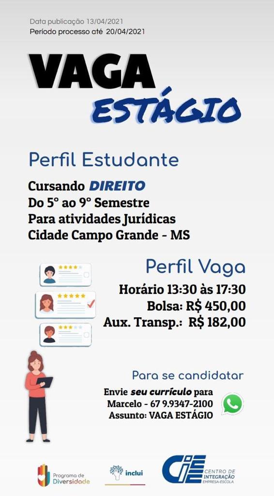 vagas de estágios – Graduação em Direito