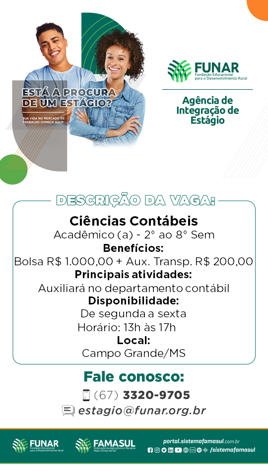 Oportunidade de estágio para Ciências Contábeis